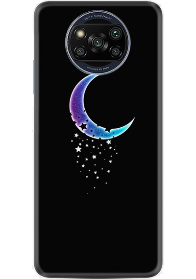 Xiaomi Poco X3 Pro Kılıf Resimli Desenli Silikon Platinium Series Moon Star 1851