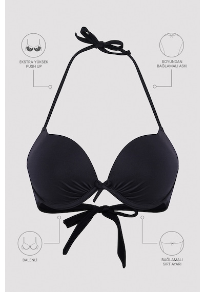 Penti Pus Up Siyah Bikini Üstü Siyah