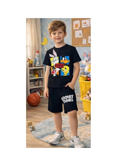 Kidsmadamiko Erkek Çocuk %95 Pamuklu Pamuk-elastan Takım - 1. Siyah