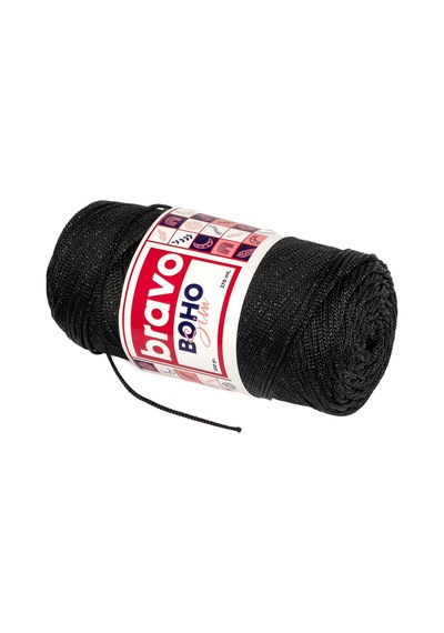 Boho Simli Polyester Makrome İplik 200 Gr 270 Metre Renk Kodu: 270s Siyah