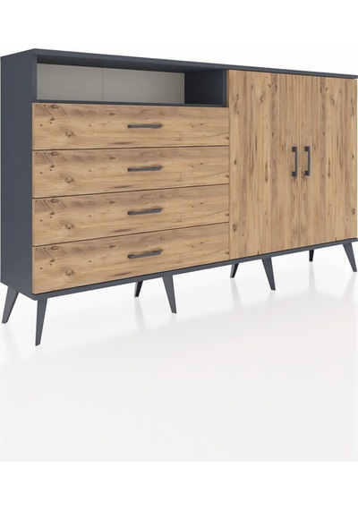 Arges Konsol 3 Raflı 4 Çekmeceli 2 Kapaklı 176x30x99 Antrasit-çam Atlas Çam/atlas Çam - Antrasıt Arges Konsol 3 Raflı 4 Çekmeceli 2 Kapaklı 176x30x99 Antrasit-çam Atlas Çam/atlas Çam - Antrasıt
