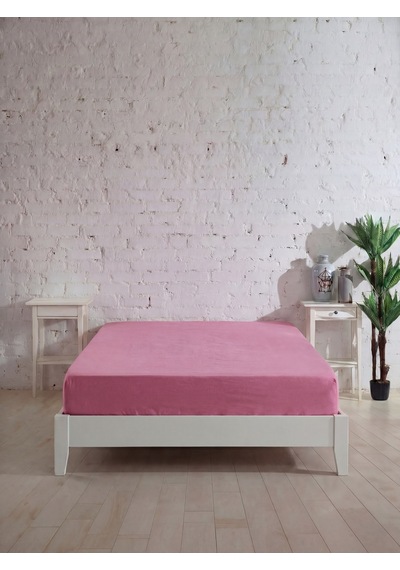 Çift Kişilik Pamuklu Lastikli Çarşaf, Ranforce Çift Kişilik Fitted Çarşaf 160x200+20 Cm Pembe