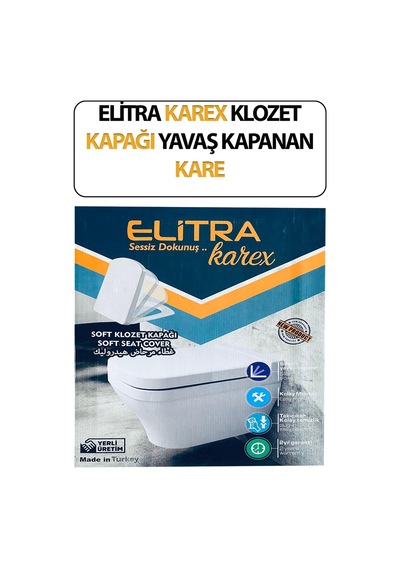 Klozet Kapağı, Elitra Karex, Kare Yavaş Ve Sessiz Kapanma, Hijyenik, Basit Kurulum Tak Kullan Beyaz