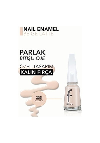 Klasik Parlak Bitişli Yüksek Pigmentli Oje -nail Enamel- 305 Beıge Latte New- 8682536035835