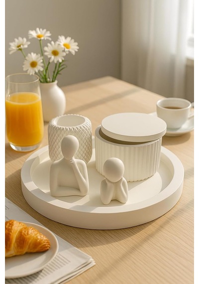 Modern Beyaz Dekoratif Set 6 Parçalı Şık Tasarım Diğer
