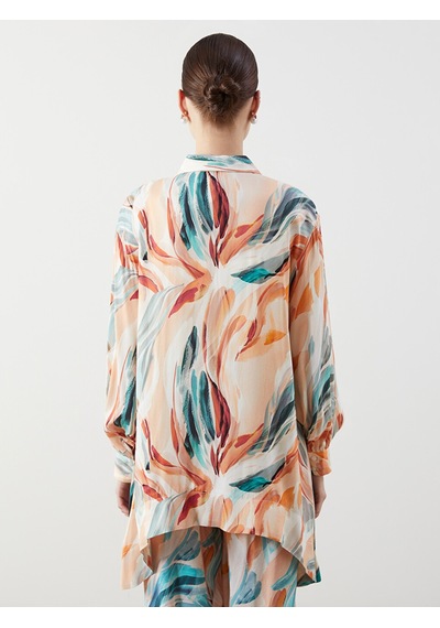 Lcw Modest Karışık Desenli Oversize Kadın Gömlek Tunik