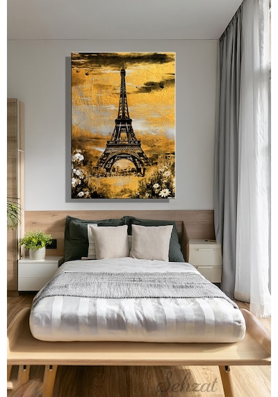 Dikey Kanvas Duvar Tablosu Tekli Salon Mutfak Yatak Odası Ofis Eyfel Kulesi Eiffel Tower Paris Çok Renkli