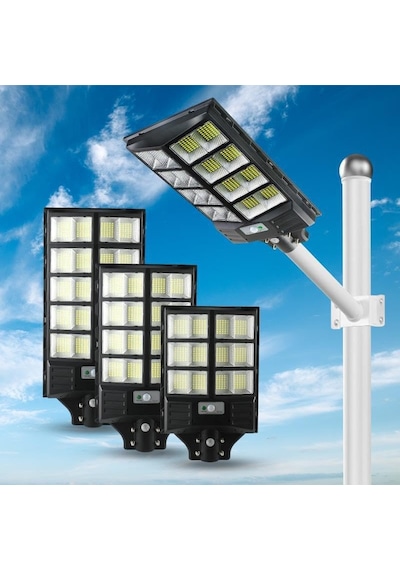 Tr 1200w Güneş Enerjili Ultra Parlak Led Sokak Lambası Su Geçirmez, Sensörlü, Kumandalı