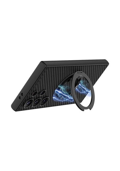 Galaxy Uyumlu S24 Ultra Wireless Şarj Özellikli Zore Kıpta Standlı M-safe Silikon Kapak 1