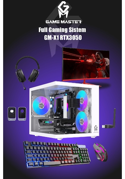 Game Master GM-X1 R5-5500 16 GB 512 GB M.2 SSD RTX3050 27" Free Dos Masaüstü Oyuncu Bilgisayarı