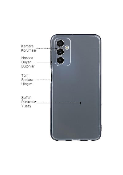 Samsung Galaxy Uyumlu M13 Kılıf Kamera Korumalı Şeffaf Silikon Kılıf