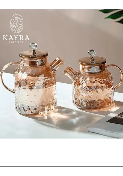 Jenerik Kabartmalı Borosilikat Cam Demlik 1000ml Royaleks-cm-2006 Çok Renkli