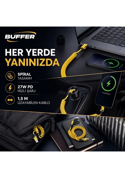 4&apos Ü 1 Arada Esnek Spiral Hızlı Şarj Kablosu, Araç İçi Yaylı Kablo, Type-c Ve Lightning Uyumlu Çoklu Şarj Kablosu 5570 Diğer