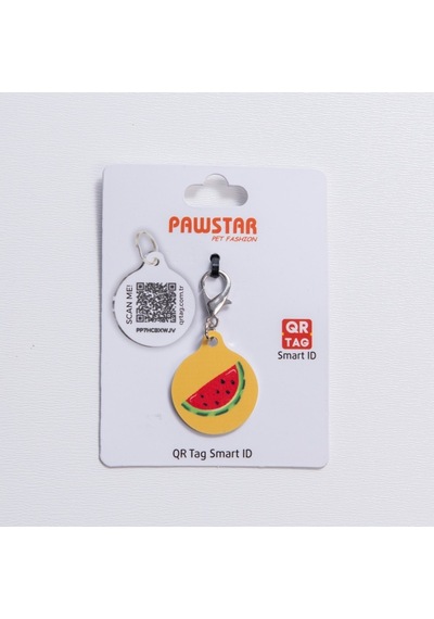Watermelon Desenli Qr Tag Evcil Hayvan Künyesi İsimlik Pet Tag Köpek Künyesi Kedi Künyesi Qr Kodlu Künye Sarı
