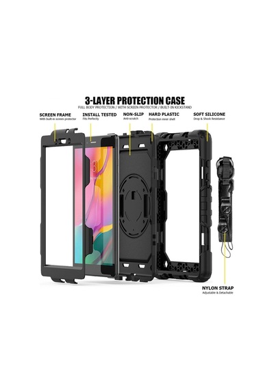 Samsung Galaxy Uyumlu, T290 Tab A 8 Kılıf Pars Tablet Kapak - Siyah