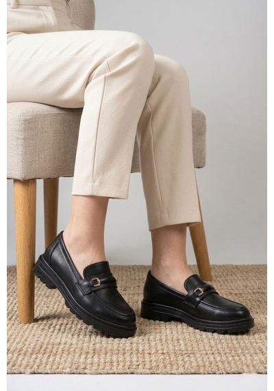 Wanetti 03432 Kadın Ortopedik Günlük Loafer Ayakkabı Sıyah