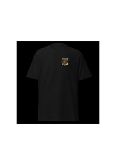 Wildstyle Tilki Renkli Vintage Yaban Hayat Doğa Orman Rozet Baskılı Unisex Bisiklet Yaka Pamuklu Tişört Siyah