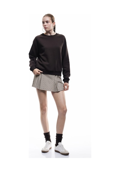 Koton Kadın Şardonlu Oversize Sweatshirt Kahverengi