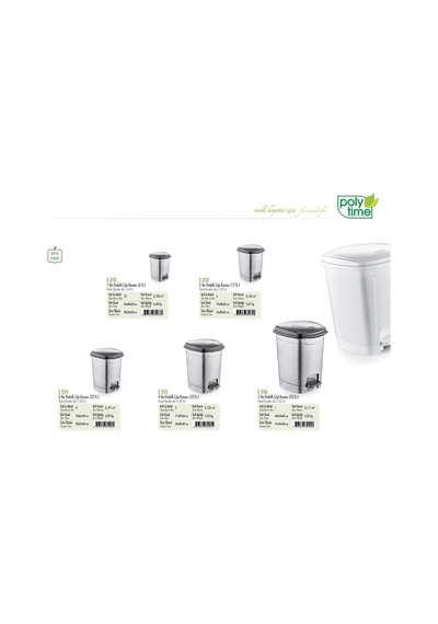 Polytime Pedallı Basmalı Çöp Kutusu Kovası/çıkarılabilir İç Kovalı/gri / 22 Litre / 42x30x30 Cm Genel