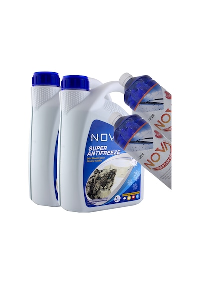 Nova Ultra -25 Derece 3 Litre Yeşil Antifriz 2 Adet + 2 Cam Suyu 1l