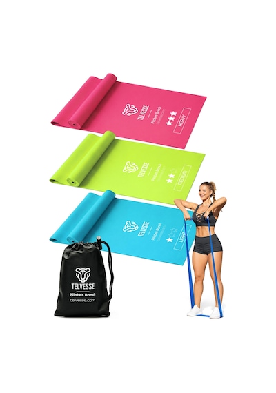 3 Farklı Direnç Açık Uçlu Çantalı Pilates Aerobik Egzersiz Squat Lastiği Bant Açık Uç Tb3-rgb Yeşil  - Mavi