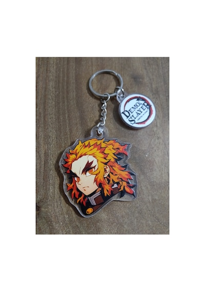 Owl Bag Demon Slayer Rwngoku Desenli Acrylic Anahtarlık Çanta Süsü Çok Renkli