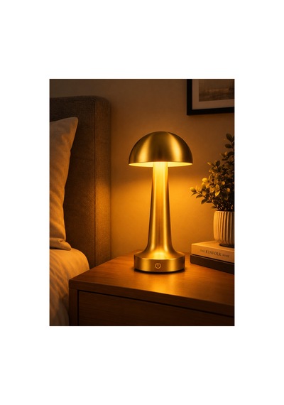 Gold Şarjlı Masa Lambası 3 Renk Işık Dokunmatik Dimmerli Kablosuz Led Masa Gece Lambası 1500 Mah Altın - 920496784 Altın