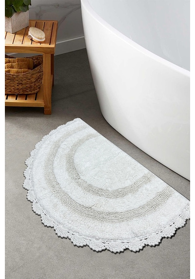 Half Ekru %100 Pamuklu Tekli 80x50 Cm Banyo Paspas Seti Ekru