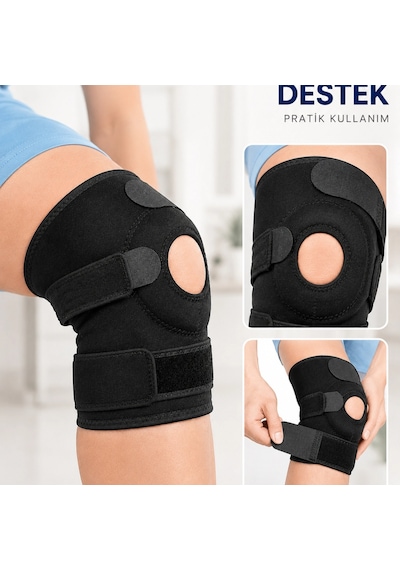 Ligamentli Diz Desteği Kısa Dizlik Ayarlanabilir Cırtlı Açık Patella Tasarım