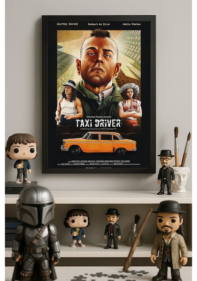 Taxi Driver Siyah Ahşap Çerçeveli Poster, Dekoratif Film Duvar Tablosu