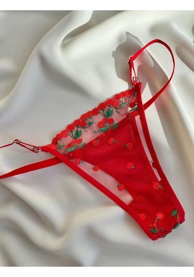 La Linaa Cherry Kırmızı Tanga Külotlu Sütyen Takımı-kırmızı Kırmızı