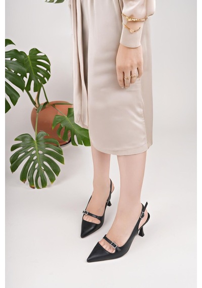 Nesilshoes Nesil Shoes Özma 447 Siyah Topuklu Kadın Sandalet