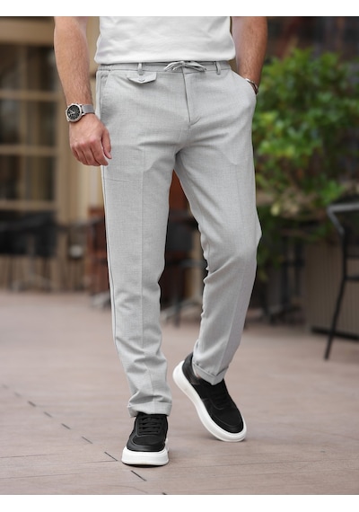 Ütü Gerektirmeyen Slim Fit Gofre Jogger Gri