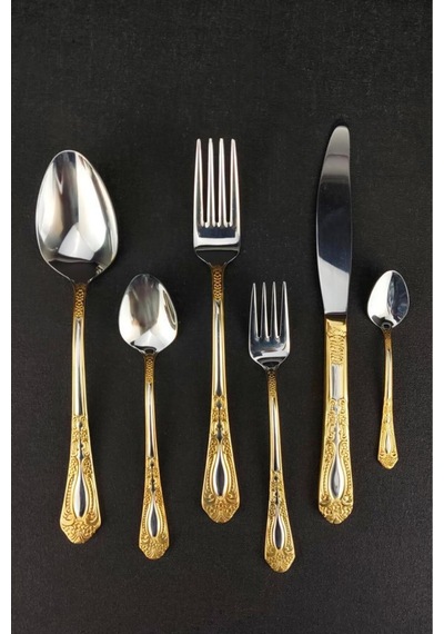 Haven 72 Parça Çelik Çatal Kaşık Bıçak Seti Gold