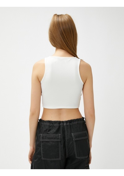 Koton Basic Atlet Halter Yaka Nervürlü Dar Kesim Ekru 3sal30179ık 3SAL30179IK010 Ekru