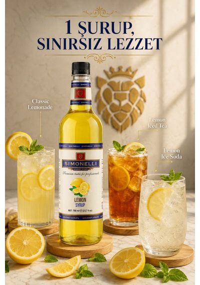 Simonelli Limon Kahve Şurubu 700 ML İçecek ve Kokteyl Şurubu + Pompa