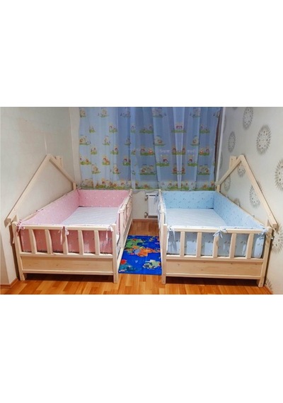 Babykinder Baby Kinder Back Roofed Doğal Ahşap Yatak Montessori Bebek Ve Çoc
