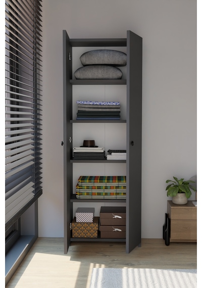 Alpaevmobilya 150 Cm 2 Kapaklı 5 Raflı Geniş Çok Amaçlı Yatak Odası Kıyafet Dolabı Düzenleyici Ve Organizer Antrasit Alpaevmobilya 150 Cm 2 Kapaklı 5 Raflı Geniş Çok Amaçlı Yatak Odası Kıyafet Dolabı Düzenleyici Ve Organizer Antrasit
