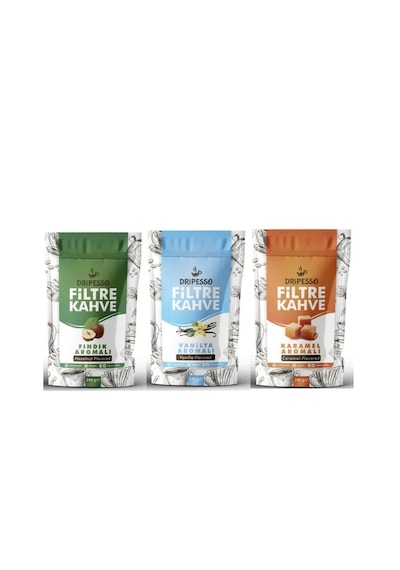 Dripesso Kahve Öğütülmüş Filtre Kahve Fındık Aromalı 250 Gr & Vanilya Aromalı 250 Gr & Karamel Aromalı 250 Gr