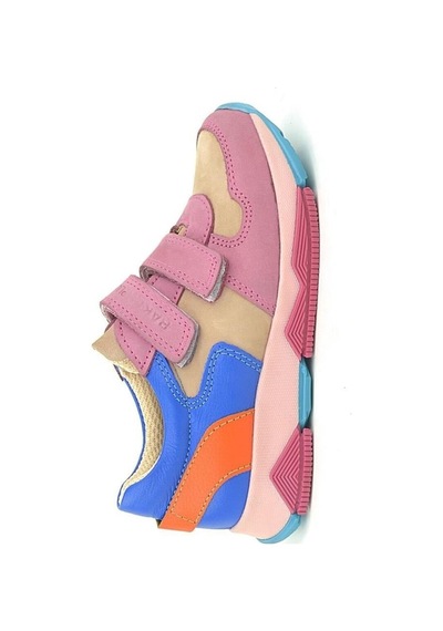 Ortopedikal 3880 Rakerplus Hakiki Deri Pembe Mavi Çocuk Sneakers Spor Ayakkabı Cırtlı Pembe - Mavi
