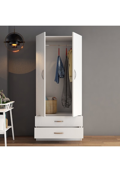 tanmob 2 Kapılı Iki Çekmeceli Geniş Gardrop Beyaz - Grd0401 tanmob 2 Kapılı Iki Çekmeceli Geniş Gardrop Beyaz - Grd0401