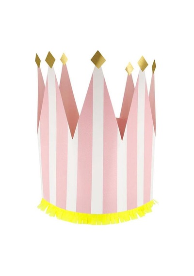 Meri Meri - Striped Party Crowns - Çizgili Parti Taçları - 8 Adet Çok Renkli
