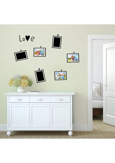 Yaratıcı Fotoğraf Çerçevesi Dekoratif Duvar Süsü Sticker Etiket 6 Parça Siyah