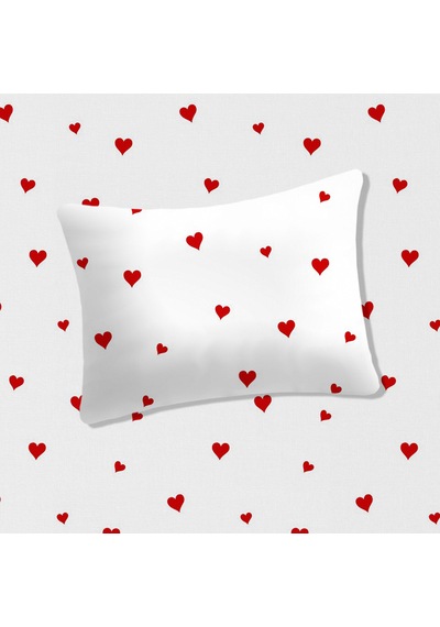 %100 Pamuklu Bebek Lastikli Çarşaf 60x120+20 Bebek Yastık Kılıfı 35x45 Kırmızı Kalpli
