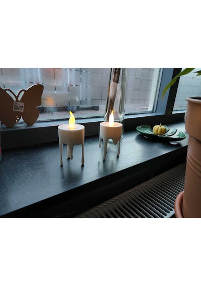 Damla Tasarımlı Modern Mumluk Dekoratif Mum Standı Beyaz