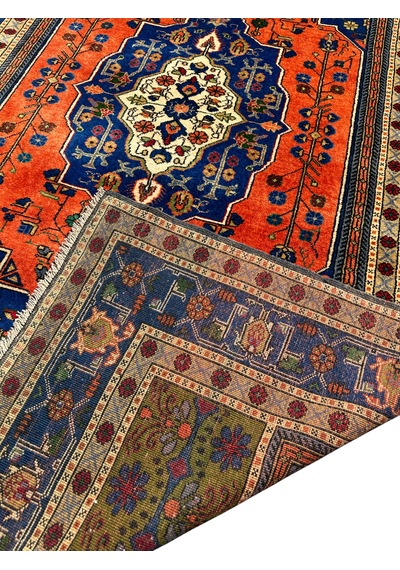 El Dokuma Sıfır Taşpınar 198x320 Kök Boya 6 M2 Yün Salon Halısı Turuncu