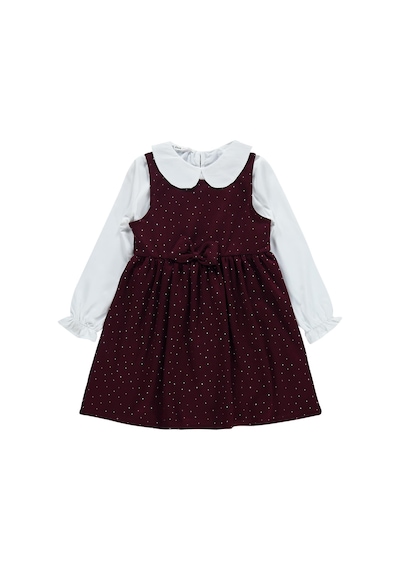 Civil Girls Taş Baskılı 6-9 Yaş Elbise - Bordo