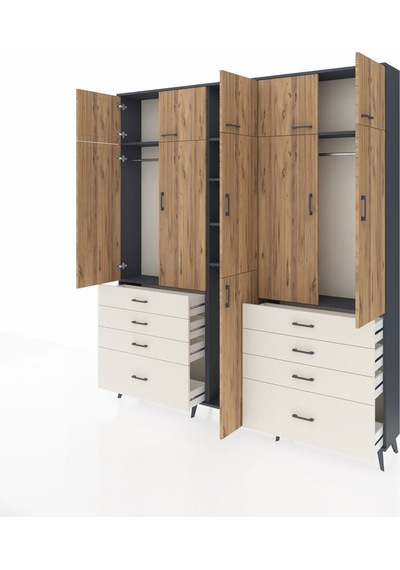 Arges Dolap 8 Raflı 8 Çekmeceli 3 Askılı 220x30x243 Antrasit-çam/aytaşı Atlas Çam/aytası Arges Dolap 8 Raflı 8 Çekmeceli 3 Askılı 220x30x243 Antrasit-çam/aytaşı Atlas Çam/aytası
