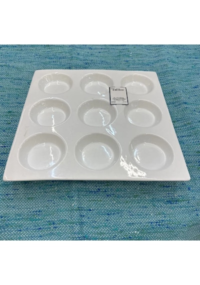 27x29cm Beyaz Porselen Kahvaltılık Sunumluk İskele Meze 1 Adet Beyaz