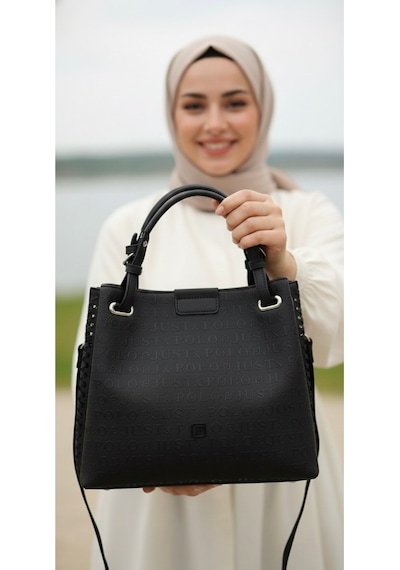 Just Polo Kadın Su Geçirmez Ayarlanabilir Askılı Büyük Boy Lüks Omuz Çantası Shoulder Bag Ebat: 27 X 30 Cm Siyah